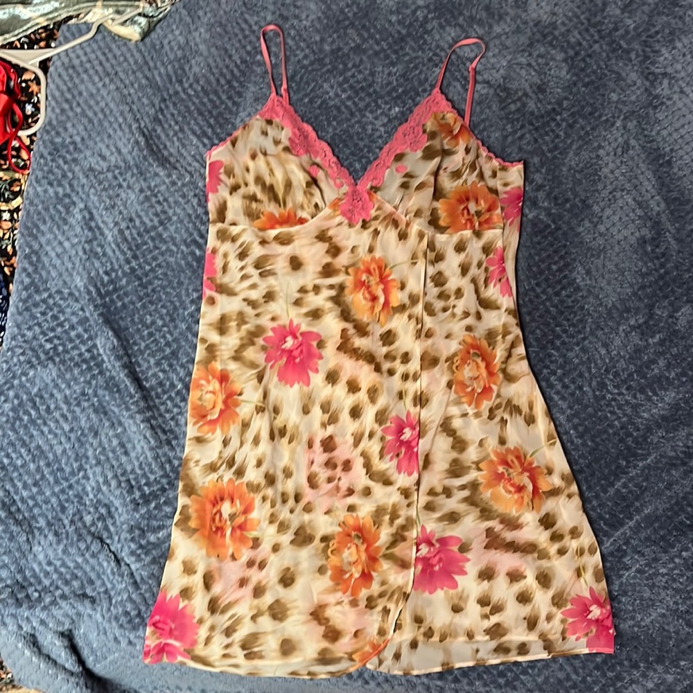 Cheetah print floral slip on night gown
